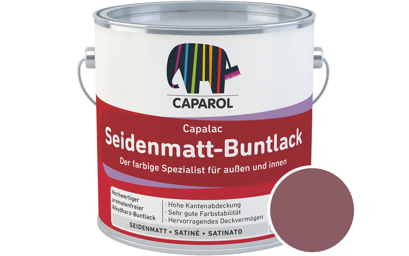 Caparol Capalac Seidenmatt-Buntlack 2,5L Lack / Getnt im Farbton Rose 105