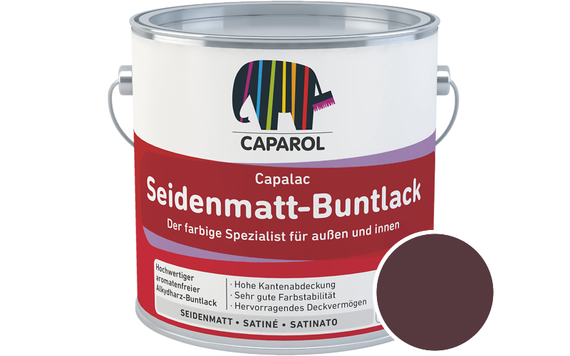 Caparol Capalac Seidenmatt-Buntlack 2,5L Lack / Getnt im Farbton Rubin 5