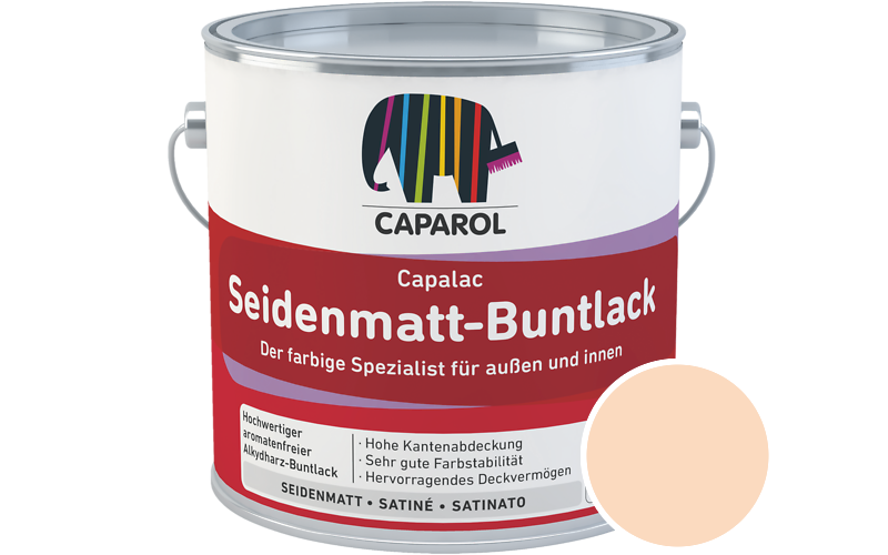 Caparol Capalac Seidenmatt-Buntlack 2,5L Lack / Getnt im Farbton Siena 145
