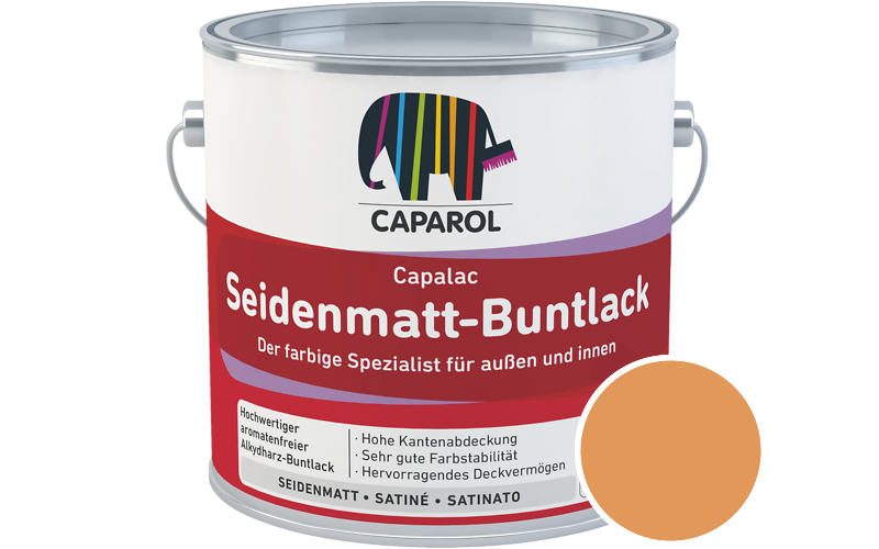 Caparol Capalac Seidenmatt-Buntlack 2,5L Lack / Getnt im Farbton Siena 160