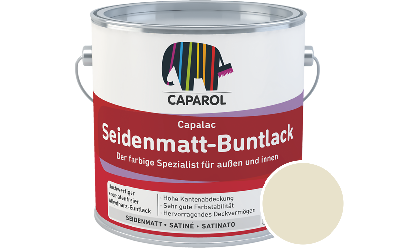 Caparol Capalac Seidenmatt-Buntlack 2,5L Lack / Getnt im Farbton Soja 15