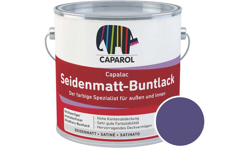 Caparol Capalac Seidenmatt-Buntlack 2,5L Lack / Getnt im Farbton Velvet 95