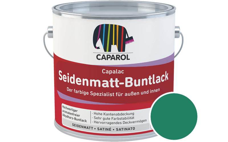 Caparol Capalac Seidenmatt-Buntlack 2,5L Lack / Getnt im Farbton Verdo 30