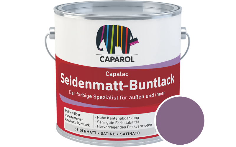 Caparol Capalac Seidenmatt-Buntlack 2,5L Lack / Getnt im Farbton Viola 110