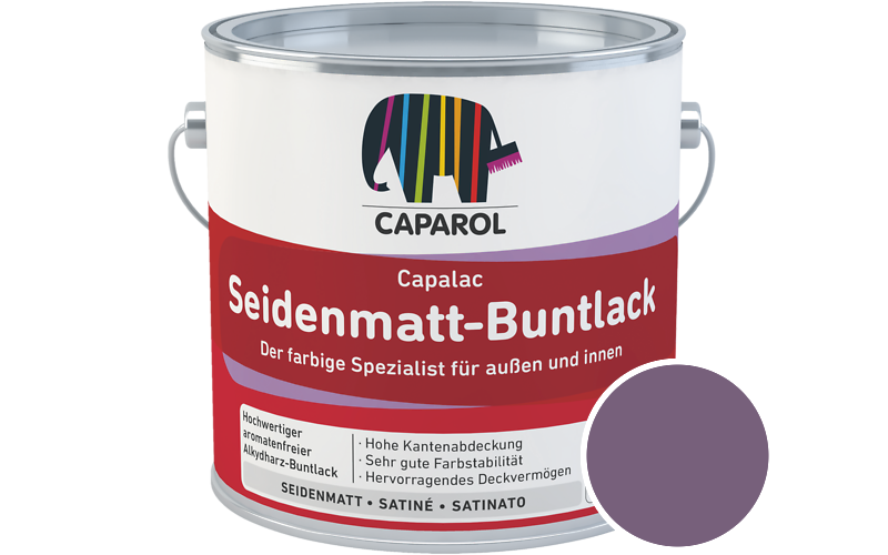 Caparol Capalac Seidenmatt-Buntlack 2,5L Lack / Getnt im Farbton Viola 70
