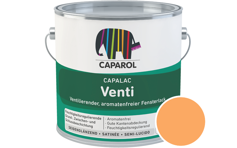 Caparol Capalac Venti Fensterlack 2,5L Lack / Getnt im Farbton Amber 135