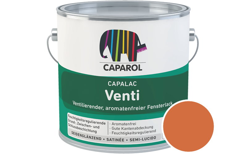 Caparol Capalac Venti Fensterlack 2,5L Lack / Getnt im Farbton Aprico 155