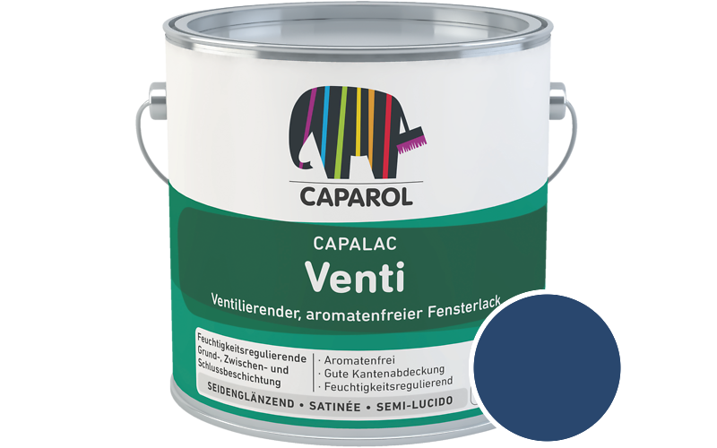 Caparol Capalac Venti Fensterlack 2,5L Lack / Getnt im Farbton Blau Ava