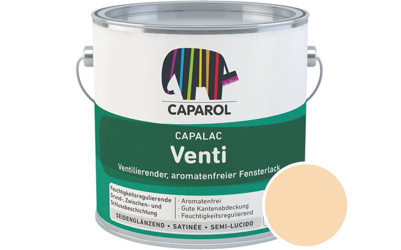 Caparol Capalac Venti Fensterlack 2,5L Lack / Getnt im Farbton Caramel 120