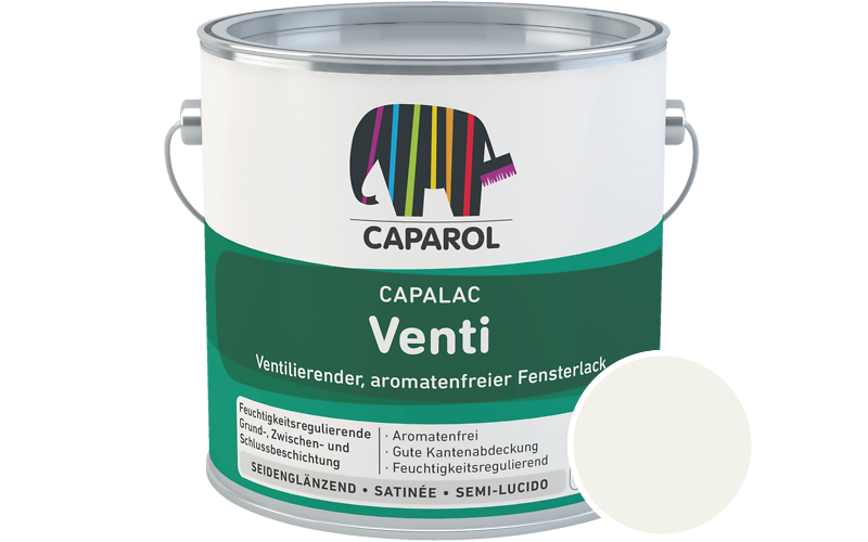 Caparol Capalac Venti Fensterlack 2,5L Lack / Getnt im Farbton Hellweiss