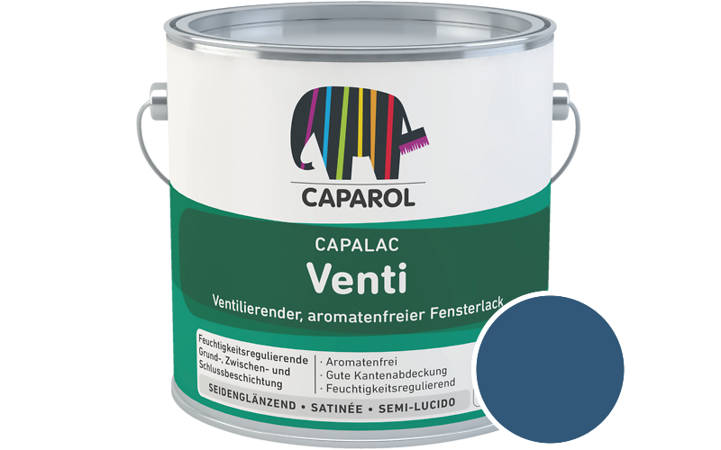 Caparol Capalac Venti Fensterlack 2,5L Lack / Getnt im Farbton Lazur 155
