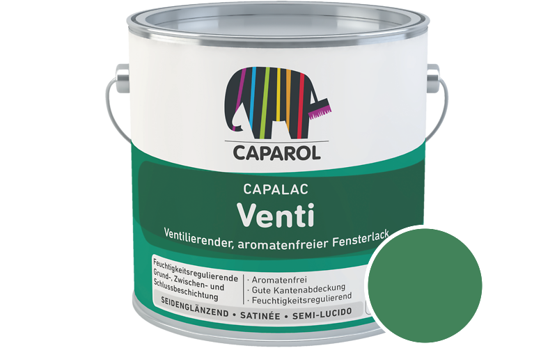 Caparol Capalac Venti Fensterlack 2,5L Lack / Getnt im Farbton Malachit 100