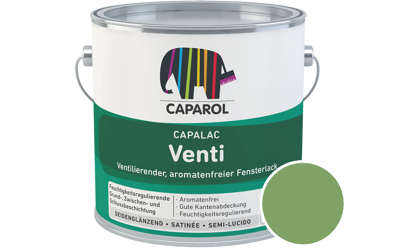 Caparol Capalac Venti Fensterlack 2,5L Lack / Getnt im Farbton Oase 135