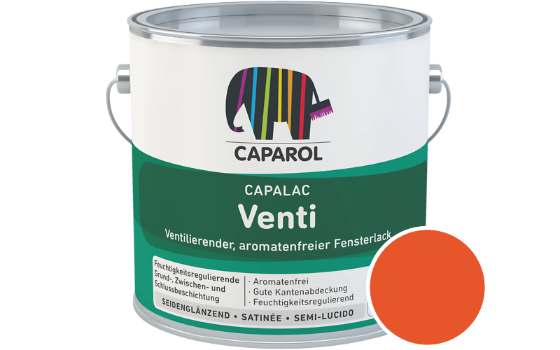 Caparol Capalac Venti Fensterlack 2,5L Lack / Getnt im Farbton Orange Ava