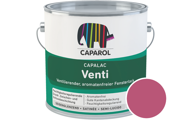 Caparol Capalac Venti Fensterlack 2,5L Lack / Getnt im Farbton Pink 10