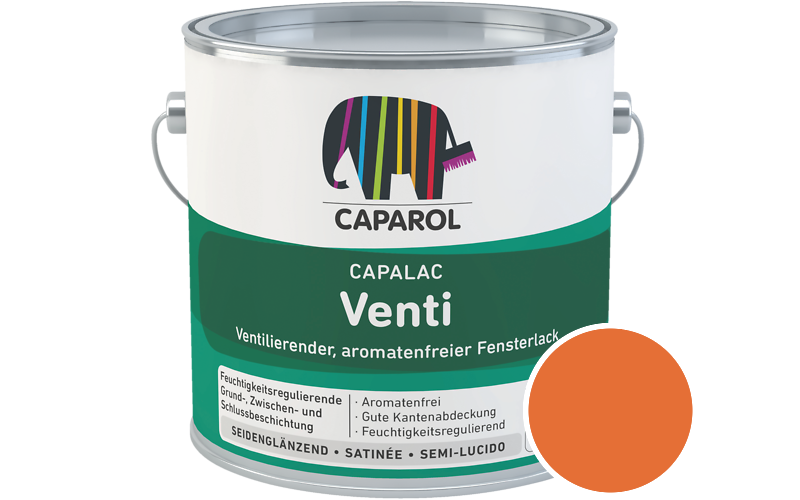 Caparol Capalac Venti Fensterlack 2,5L Lack / Getönt im Farbton RAL 2008 Hellrotorange