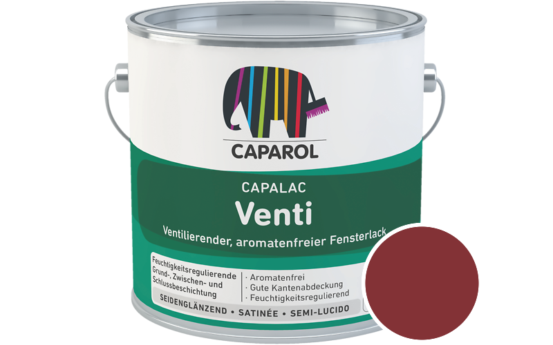 Caparol Capalac Venti Fensterlack 2,5L Lack / Getnt im Farbton RAL 3003 Rubinrot