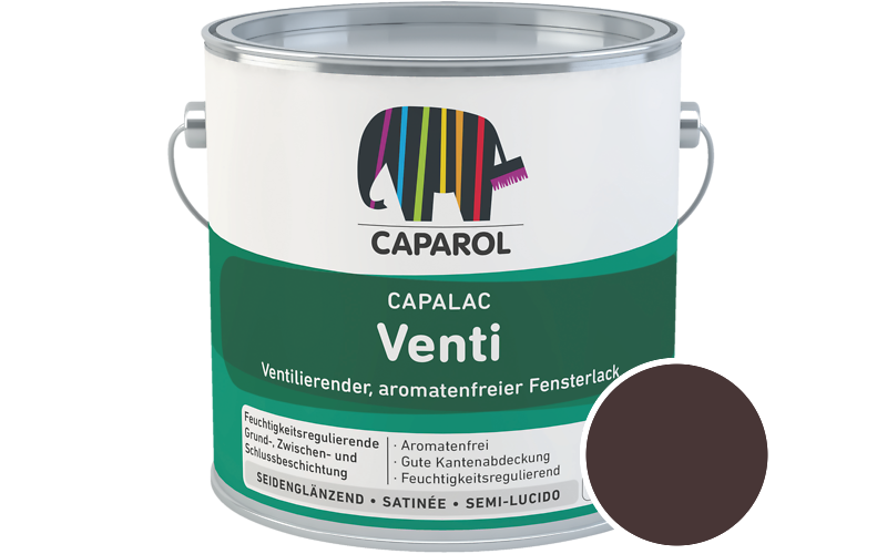 Caparol Capalac Venti Fensterlack 2,5L Lack / Getnt im Farbton RAL 3007 Schwarzrot