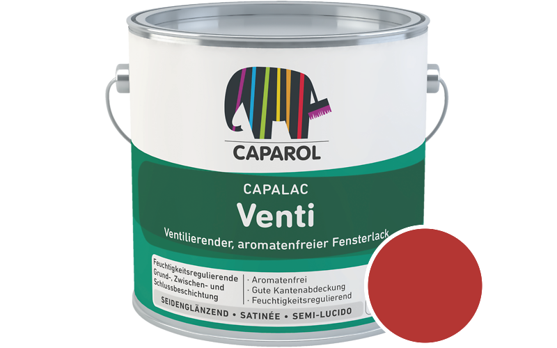 Caparol Capalac Venti Fensterlack 2,5L Lack / Getnt im Farbton RAL 3020 Verkehrsrot
