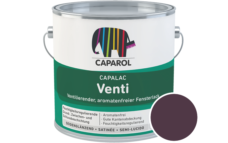 Caparol Capalac Venti Fensterlack 2,5L Lack / Getönt im Farbton RAL 4007 Purpurviolett