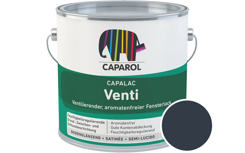 Caparol Capalac Venti Fensterlack 2,5L Lack / Getönt im Farbton RAL 5011 Stahlblau