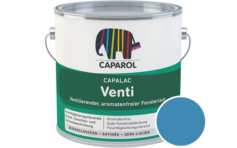 Caparol Capalac Venti Fensterlack 2,5L Lack / Getnt im Farbton RAL 5012 Lichtblau