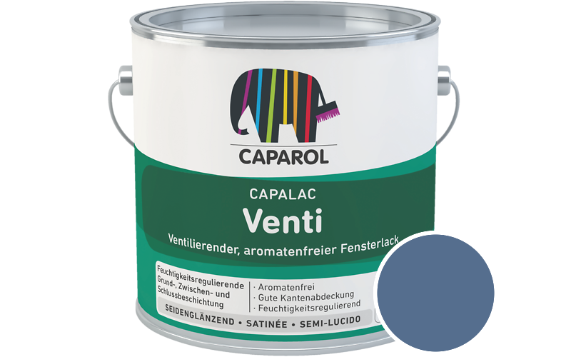 Caparol Capalac Venti Fensterlack 2,5L Lack / Getnt im Farbton RAL 5023 Fernblau