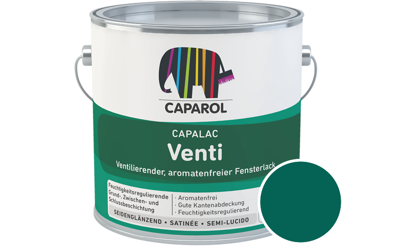 Caparol Capalac Venti Fensterlack 2,5L Lack / Getnt im Farbton RAL 6026 Opalgrn