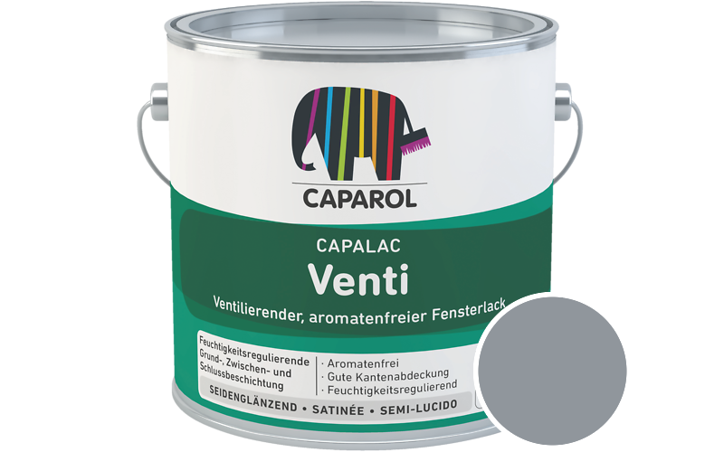 Caparol Capalac Venti Fensterlack 2,5L Lack / Getönt im Farbton RAL 7001 Silbergrau