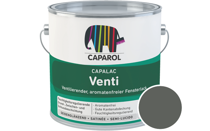 Caparol Capalac Venti Fensterlack 2,5L Lack / Getnt im Farbton RAL 7010 Zeltgrau