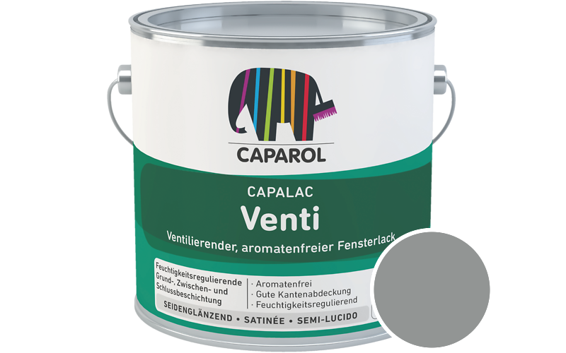 Caparol Capalac Venti Fensterlack 2,5L Lack / Getnt im Farbton RAL 7042 Verkehrsgrau A