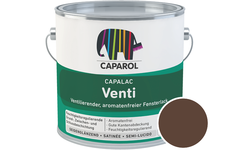 Caparol Capalac Venti Fensterlack 750ml Lack / Getnt im Farbton RAL 8011 Nussbraun
