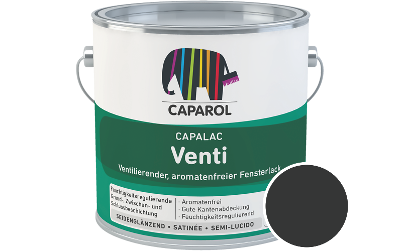 Caparol Capalac Venti Fensterlack 2,5L Lack / Getnt im Farbton RAL 9011 Graphitschwarz