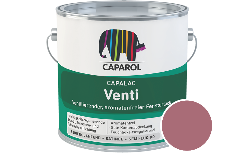Caparol Capalac Venti Fensterlack 2,5L Lack / Getnt im Farbton Rose 110