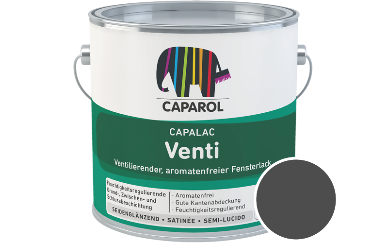 Caparol Capalac Venti Fensterlack 750ml Lack / Getnt im Farbton Schwarz-grau