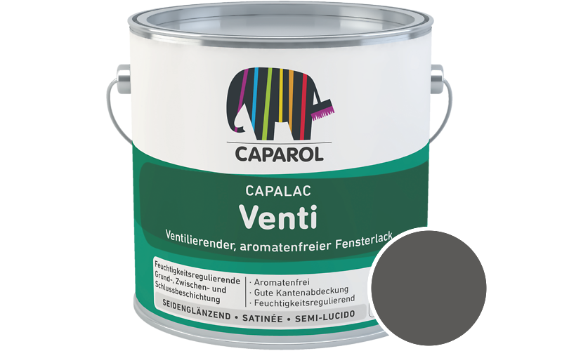 Caparol Capalac Venti Fensterlack 2,5L Lack / Getnt im Farbton Umbra-grau
