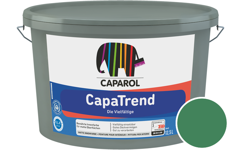 Caparol CapaTrend 2,5L Innenfarbe / Getnt im Farbton Malachit 100