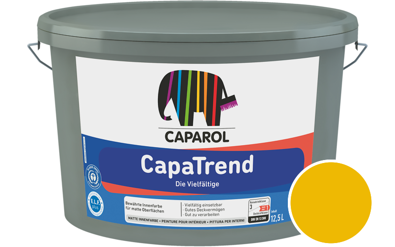 Caparol CapaTrend 12,5L Innenfarbe / Getnt im Farbton RAL 1023 Verkehrsgelb