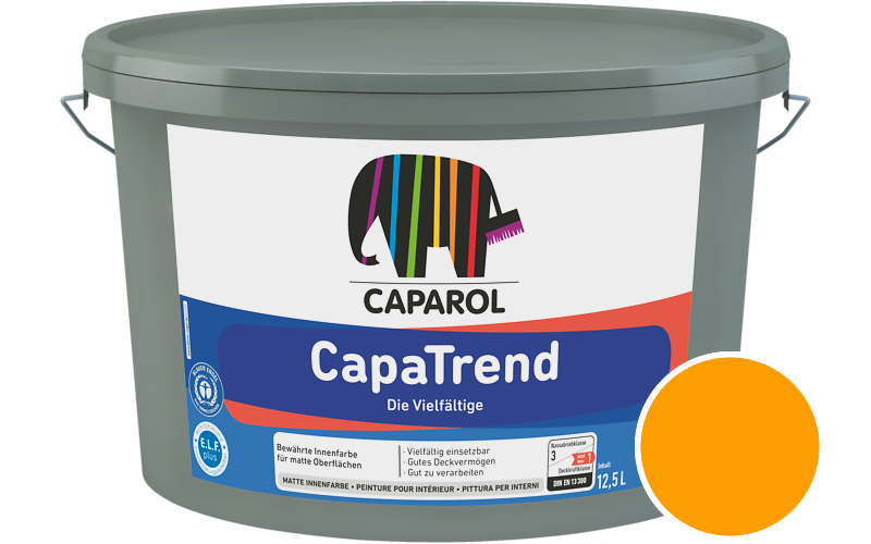 Caparol CapaTrend 5L Innenfarbe / Getnt im Farbton RAL 1028 Melonengelb