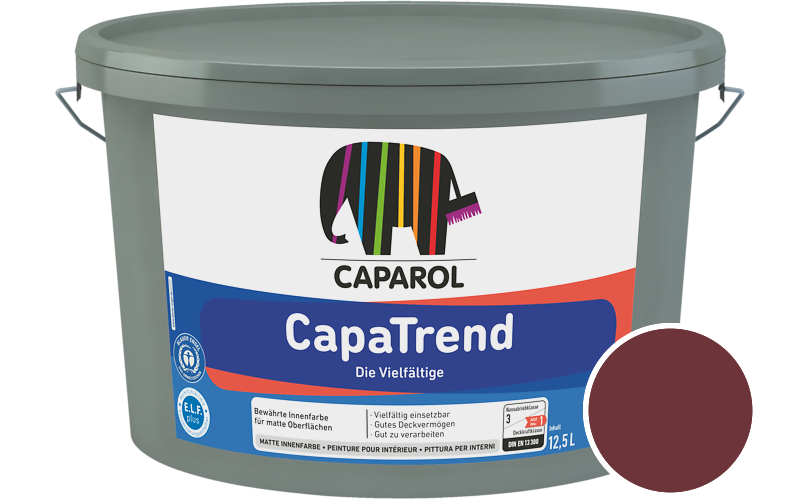 Caparol CapaTrend 5L Innenfarbe / Getnt im Farbton RAL 3004 Purpurrot