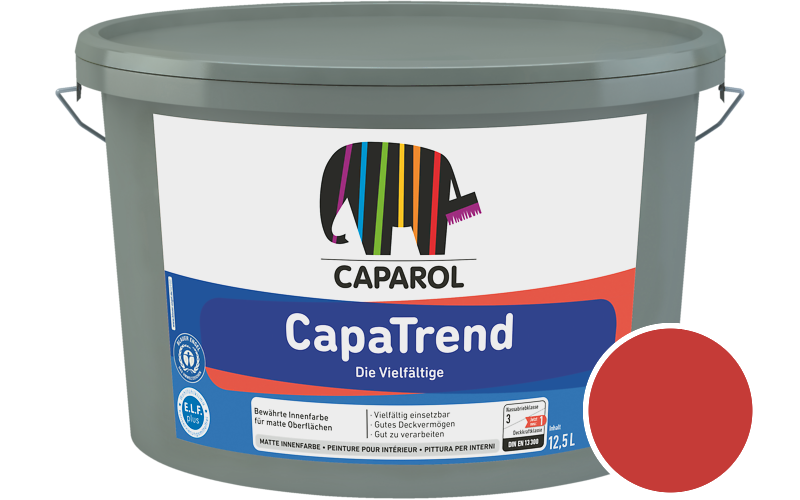 Caparol CapaTrend 5L Innenfarbe / Getnt im Farbton RAL 3028 Reinrot