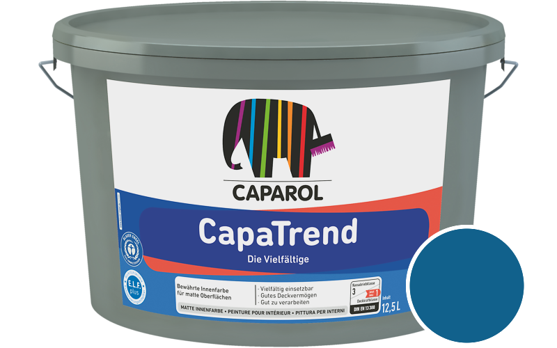 Caparol CapaTrend 2,5L Innenfarbe / Getnt im Farbton RAL 5017 Verkehrsblau