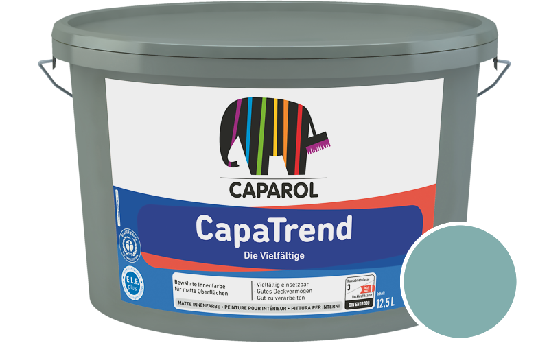 Caparol CapaTrend 12,5L Innenfarbe / Getnt im Farbton RAL 6034 Pastelltuerkis