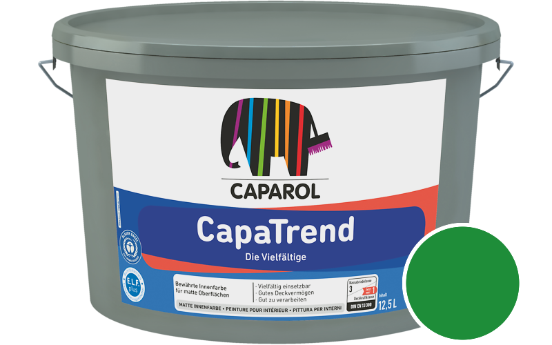 Caparol CapaTrend 5L Innenfarbe / Get�nt im Farbton RAL 6037 Reingr�n