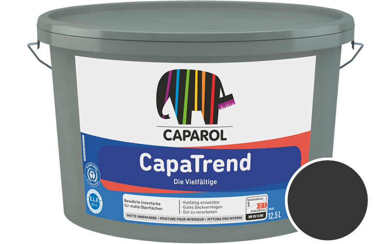 Caparol CapaTrend 2,5L Innenfarbe / Get�nt im Farbton Schwarz Ava