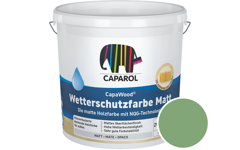 Caparol CapaWood Wetterschutzfarbe Matt 10L Holzfarbe f�r au�en / Get�nt im Farbton Agave 100