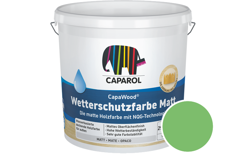 Caparol CapaWood Wetterschutzfarbe Matt 700ml Holzfarbe f�r au�en / Get�nt im Farbton Agave 135