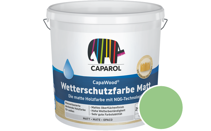 Caparol CapaWood Wetterschutzfarbe Matt 700ml Holzfarbe f�r au�en / Get�nt im Farbton Agave 140