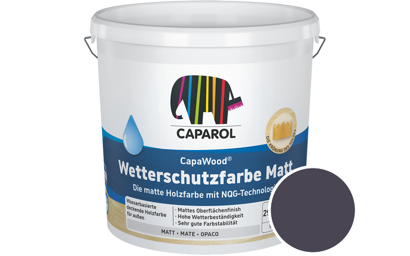 Caparol CapaWood Wetterschutzfarbe Matt 700ml Holzfarbe f�r au�en / Get�nt im Farbton Amethyst 65