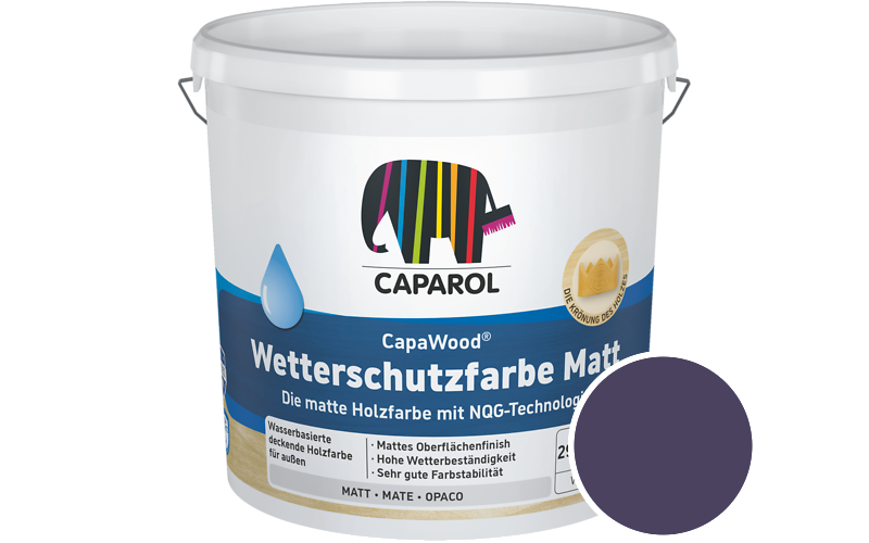 Caparol CapaWood Wetterschutzfarbe Matt 700ml Holzfarbe f�r au�en / Get�nt im Farbton Amethyst 95